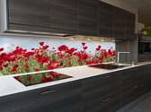 Keuken achterwand: "Red Poppies" 305 x 50 cm