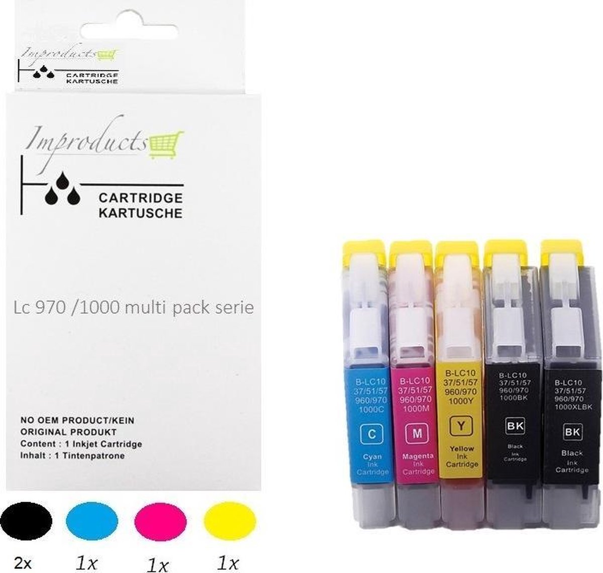 Improducts® Inkt cartridges - Alternatief Brother LC-980 LC-1100 / 980 1100 set + zwart