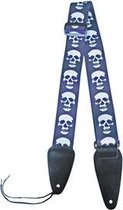 Gitaar schouderband - White skull blue