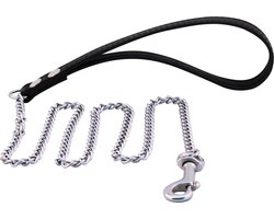 Mister B - Puppy Leash Chain - Puppy Leiband - Metalen Ketting met Leren Handvat
