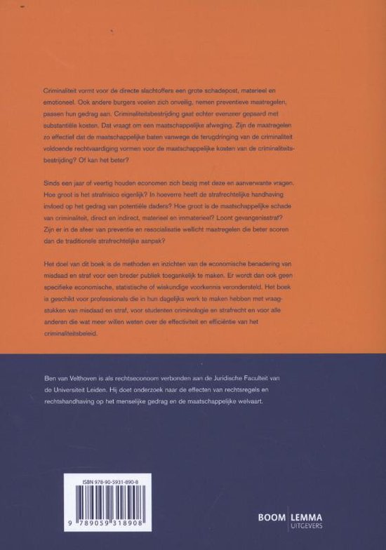 Studieboeken Criminologie & Veiligheid - Economie van misdaad en straf - B.C.J. van Velthoven