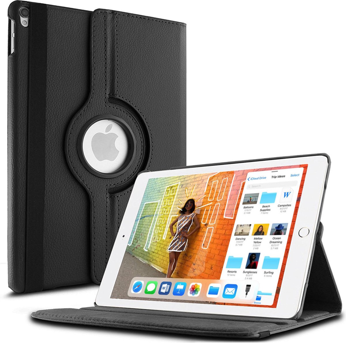 Hoes geschikt voor iPad 2018 9.7 Inch - Book Case 360 Graden Zwart