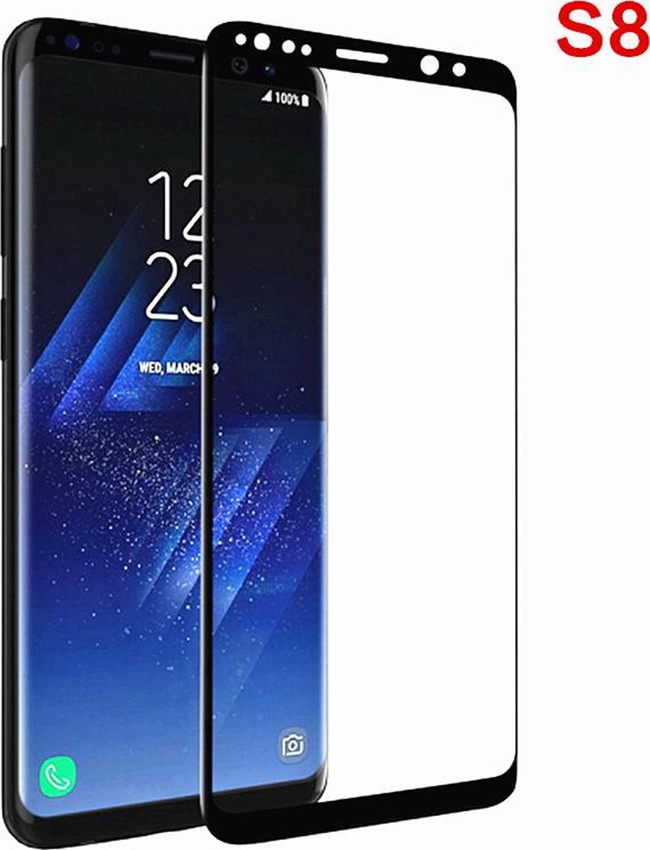 Samsung Glazen screenprotector Samsung Galaxy S8 3D volledig scherm bedekt explosieveilige gehard glas Screen beschermende Glas Cover Film zwart