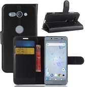 DrPhone WC1 Flipcover - Luxe booktype PU Lederen Portemonnee Case - Wallet Case met Kickstand - Geschikt voor Xperia 10 - Zwart