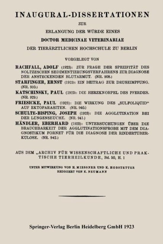 Zur Frage der Spezifität des Noltzeschen Sedimentierungsver ... - cover