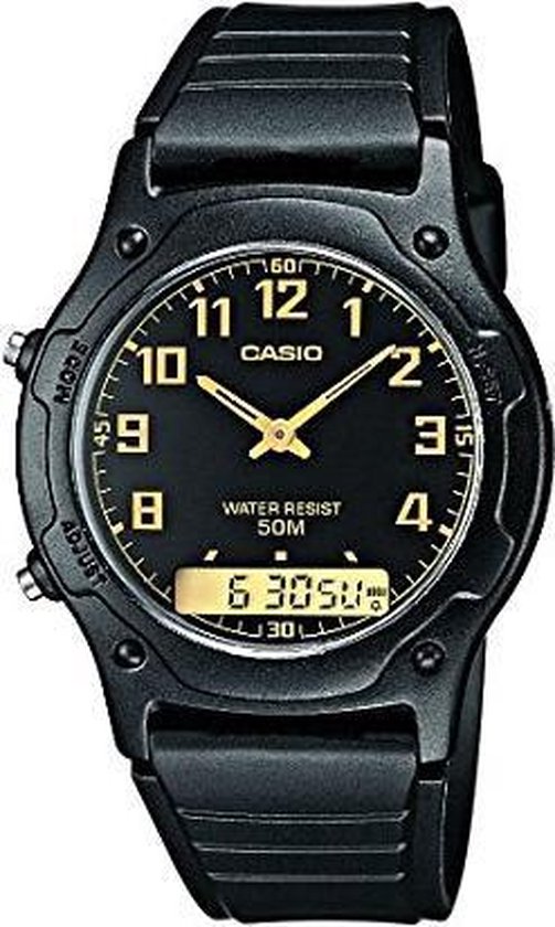 Casio AW-49H-1B -Zwart met goudkleurige index