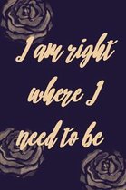 I Am Right Where I Need to Be