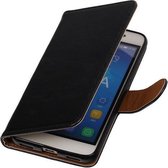 Zwart Pull-Up PU booktype wallet cover hoesje voor Samsung Galaxy S4