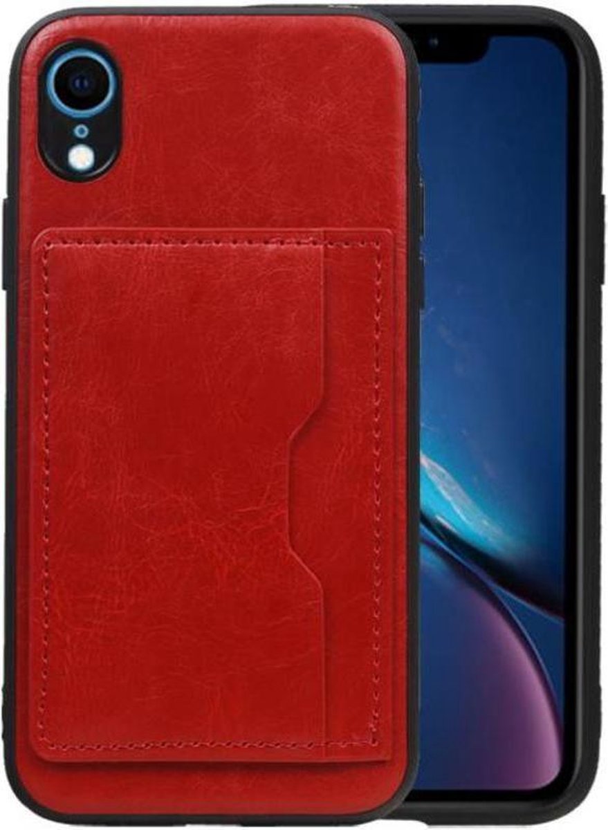 Staand Back Cover 1 Pasjes voor iPhone XR Rood