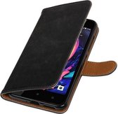 Pull Up TPU PU Leder Bookstyle Wallet Case Hoesjes voor HTC Desire 10 Pro Zwart