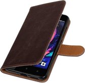 Zakelijke Book Case Telefoonhoesje Geschikt voor de HTC Desire 10 Pro - Portemonnee Hoesje - Pasjeshouder Wallet Case - Mocca