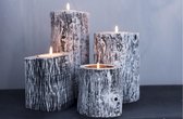 Wood TLight Log White Wash Set van 4 st.