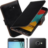 MP Case zwart leder look hoesje voor Samsung Galaxy A5 2016 Booktype - Telefoonhoesje - smartphonehoesje - beschermhoes.