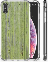 Geschikt voor iPhoneX | Xs Siliconen Hoesje Design Green Wood