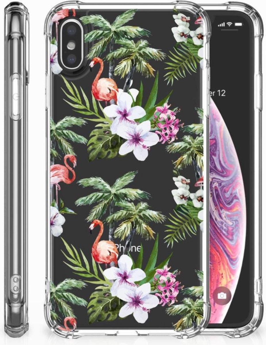 Apple iPhone Xs Max Case Anti-shock Flamingo Palms