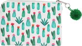 Make-up tasje Viva la Cactus|Clutch|Cactus print|Wit groen