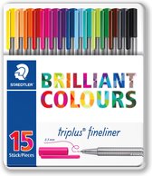 triplus fineliner - Metalen etui 15 kleuren