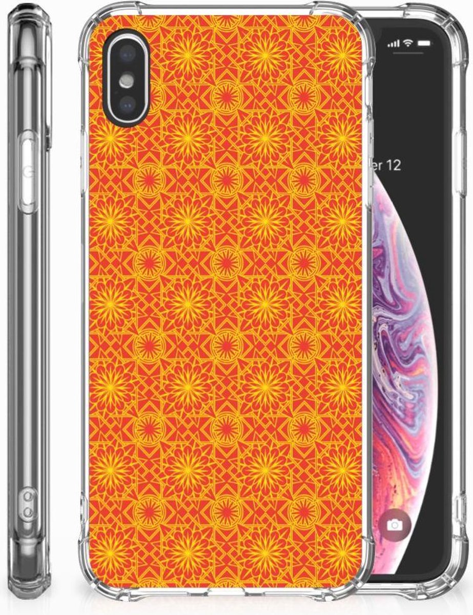 Apple iPhone Xs Max Doorzichtige Silicone Hoesje Batik Oranje