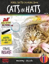 Adult Coloring Book - Cats in Hats - Grayscale Sketch Coloring Pages for Adults