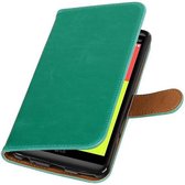 Zakelijke Book Case Telefoonhoesje Geschikt voor de LG V20 - Portemonnee Hoesje - Pasjeshouder Wallet Case - Groen