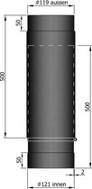TT Kachelpijp ø120 schuifbuis lg 500-800mm  zwart - ø120 - 500-800mm - zwart - staal - 2mm dik -