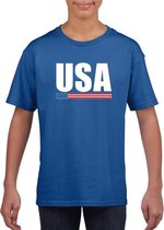 Blauw USA / Amerika supporter t-shirt voor kinderen L (146-152)