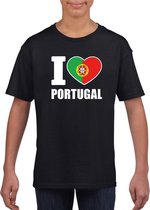 Zwart I love Portugal fan shirt kinderen XS (110-116)