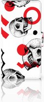 Huawei Ascend P8 Lite Bookcase Hoesje Design Skull Red