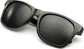 Rasterbril | gaatjesbril voor Oogtraining en gezichtsvermogen verbetering (Zwart) - oog training