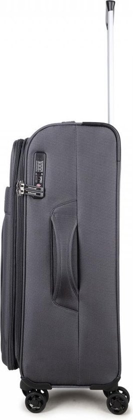 Mallette de taille moyenne Decent D-Upright - 66 cm extensible - serrure TSA - gris