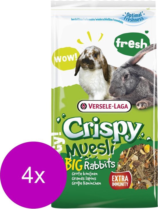 Versele-Laga Crispy Muesli Grands Lapins - Nourriture pour lapins - 4 x  2,75 kg