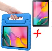 Hoes geschikt voor Samsung Galaxy Tab A 10.1 2019 - Screen Protector GlassGuard - Kinder Back Cover Kids Case Hoesje Blauw & Screenprotector