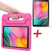 Samsung Galaxy Tab A 10.1 2019 Hoes - Screen Protector GlassGuard - Kinder Back Cover Kids Case Hoesje Roze & Screenprotector