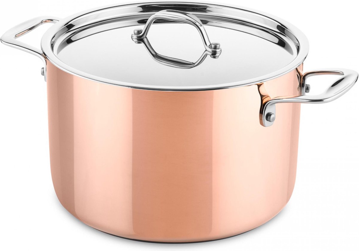 Hoge kookpan Ø24cm met deksel - inductie - koper - DUCQ