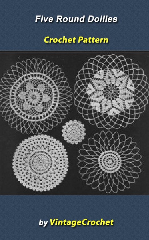 5 Round Doilies Vintage Crochet Pattern eBook - cover