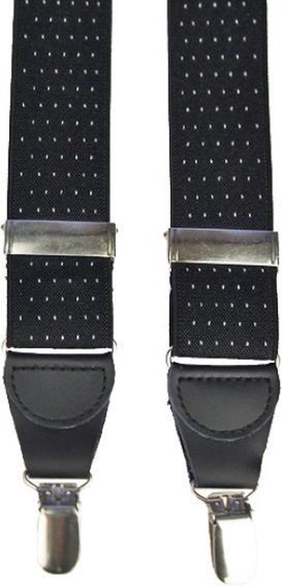 Bretels Heren Zwart Witte Stip - Y vorm - 35 mm