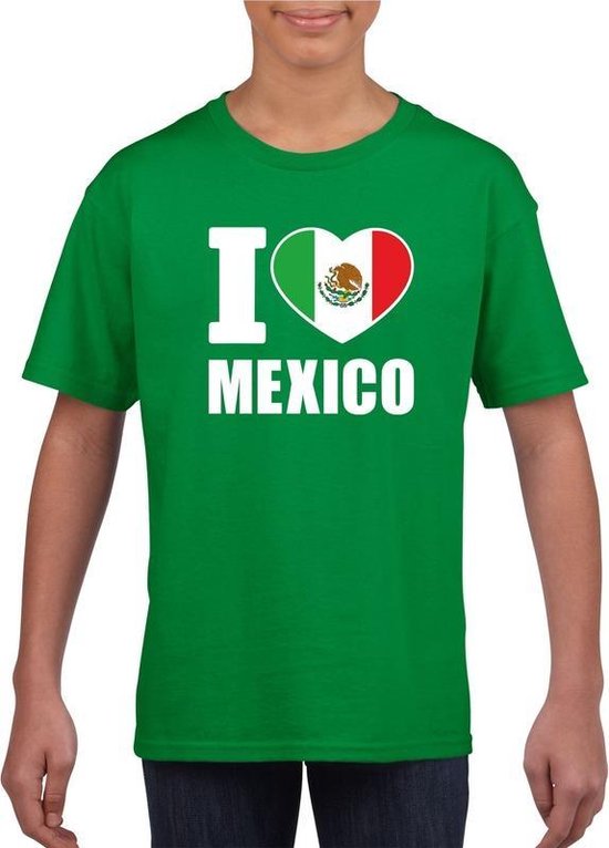 Groen I love Mexico fan shirt kinderen 110/116