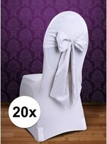 20x Bruiloft stoel decoratie witte strik