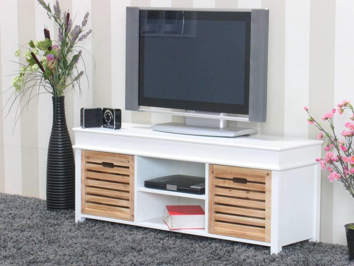 TV meubel wit Anna 120cm breed, met 2 houten lades