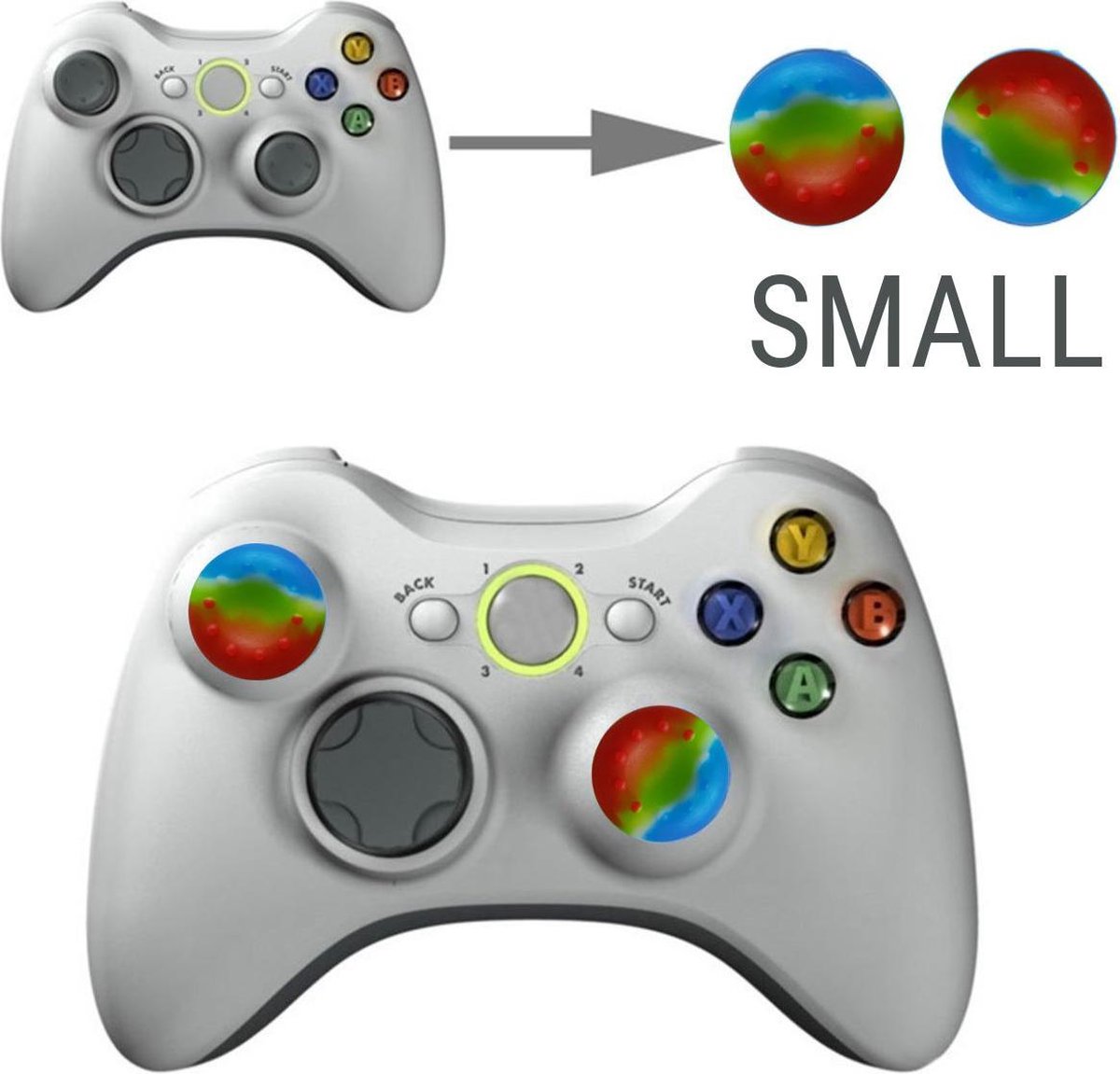 Thumb grips - Controller Thumbgrips - Joystick Cap - Thumbsticks - Thumb Grip Cap geschikt voor Switch, Switch Pro, PS4 en Xbox - 2 stuks Klein 10 dots extra grip Multicolor Regenboog