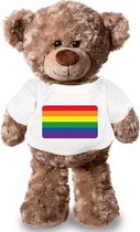 Knuffelbeer met  Gaypride regenboog vlag t-shirt 43 cm - LHBTI