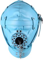 Banoch - Depraved Stopper Blue - Blauw bondage masker van pu Leer | BDSM
