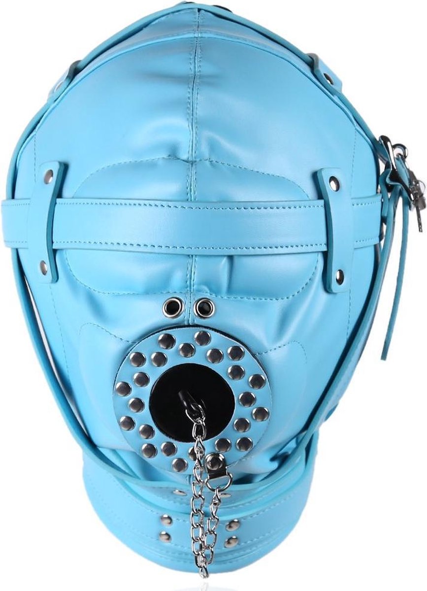 Goedkoopste Banoch - Depraved Stopper Blue - Blauw bondage masker van pu Leer | BDSM