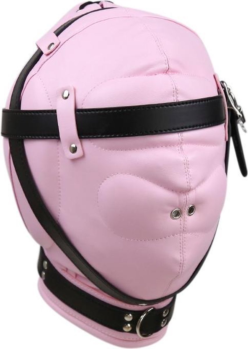 Goedkoopste Banoch - Reticent Hood Black/Pink -Zwart/Roze bondage masker van pu Leer | BDSM