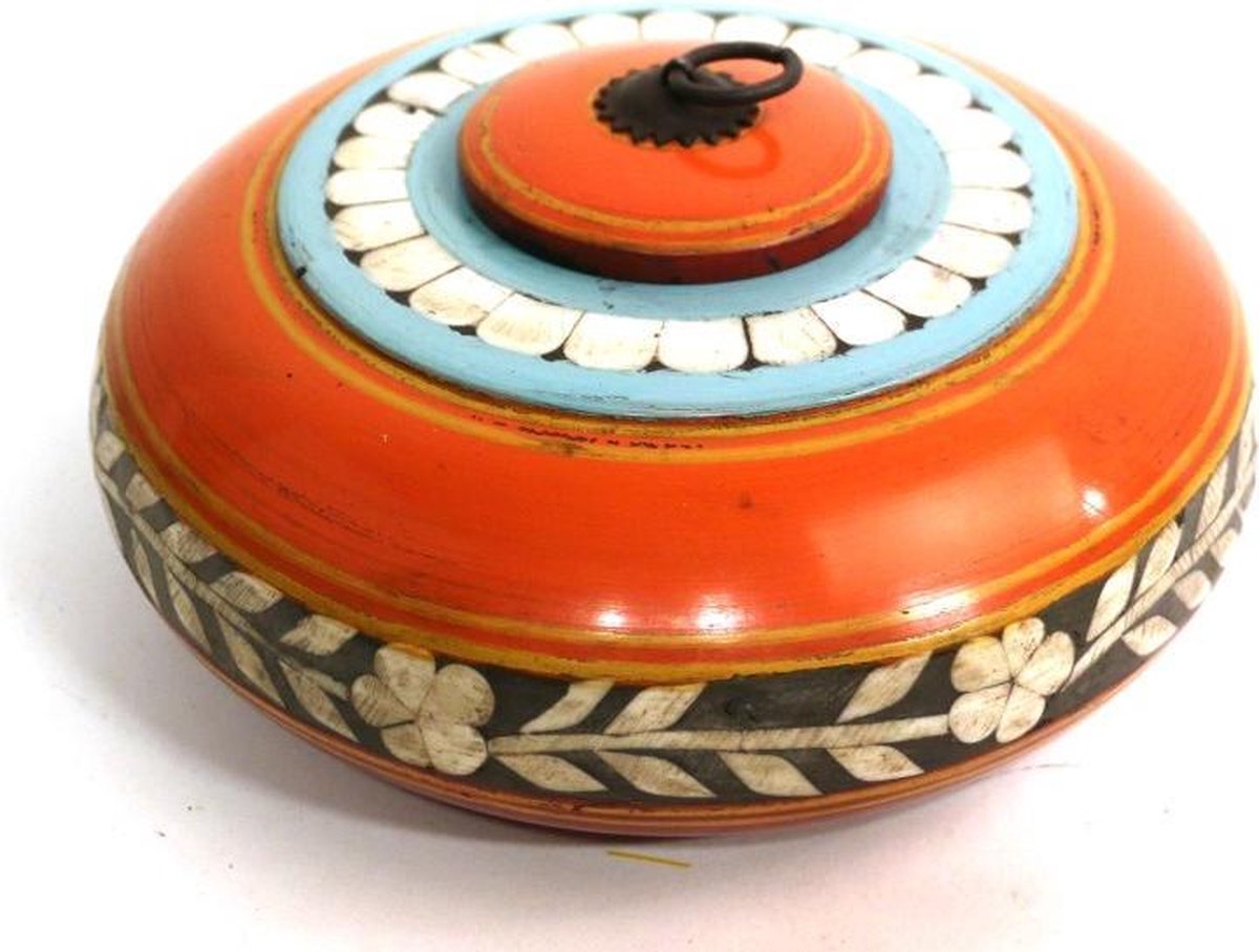 Only Natural Kist Rond Hout Oranje 23x23x9cm