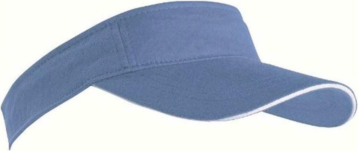 Zonneklep uni kleuren Licht blauw/wit