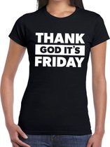 Thank god it is friday tekst t-shirt zwart dames XL