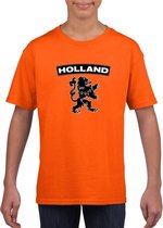 Oranje Holland supporter shirt met zwarte leeuw kinderen - Oranje Holland supporter/ fan kleding S (122-128)