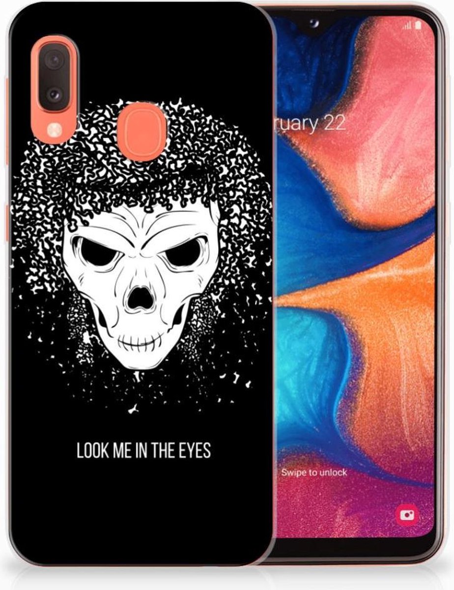 Silicone Back Case Samsung Galaxy A20e Skull Hair