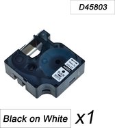 1x Compatible voor Dymo 45803 Standard Label Tape - Zwart op Wit - 19mm x 7m